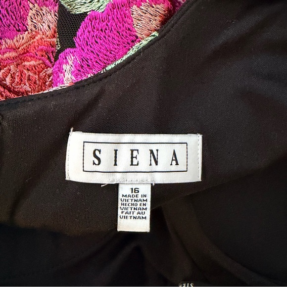 Siena Women's Floral Embroidered Mesh Black and Pink Bodycon Dress Size 16 - Picture 6 of 7